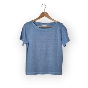 Poetry Women's Hemp Organic Cotton Blue Short Sleeve Shirt Shirt Size 6